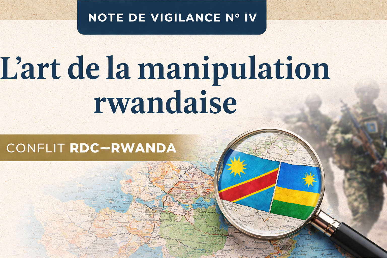 Image de couverture d’une note de vigilance analysant la manipulation narrative dans le conflit RDC-Rwanda